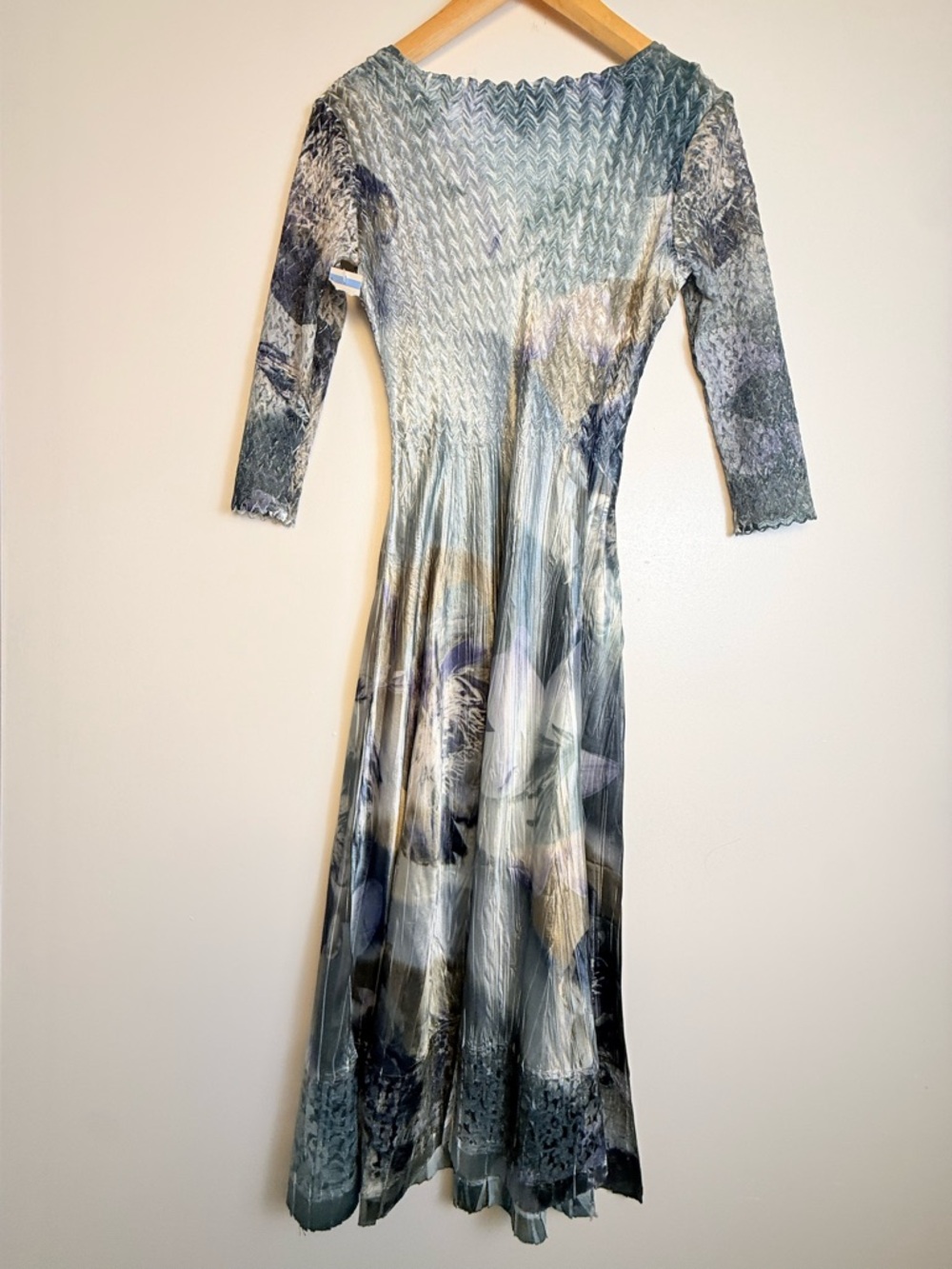 Komarov Blue & Silver Floral Smocked Midi Dress - Picture 7 of 9
